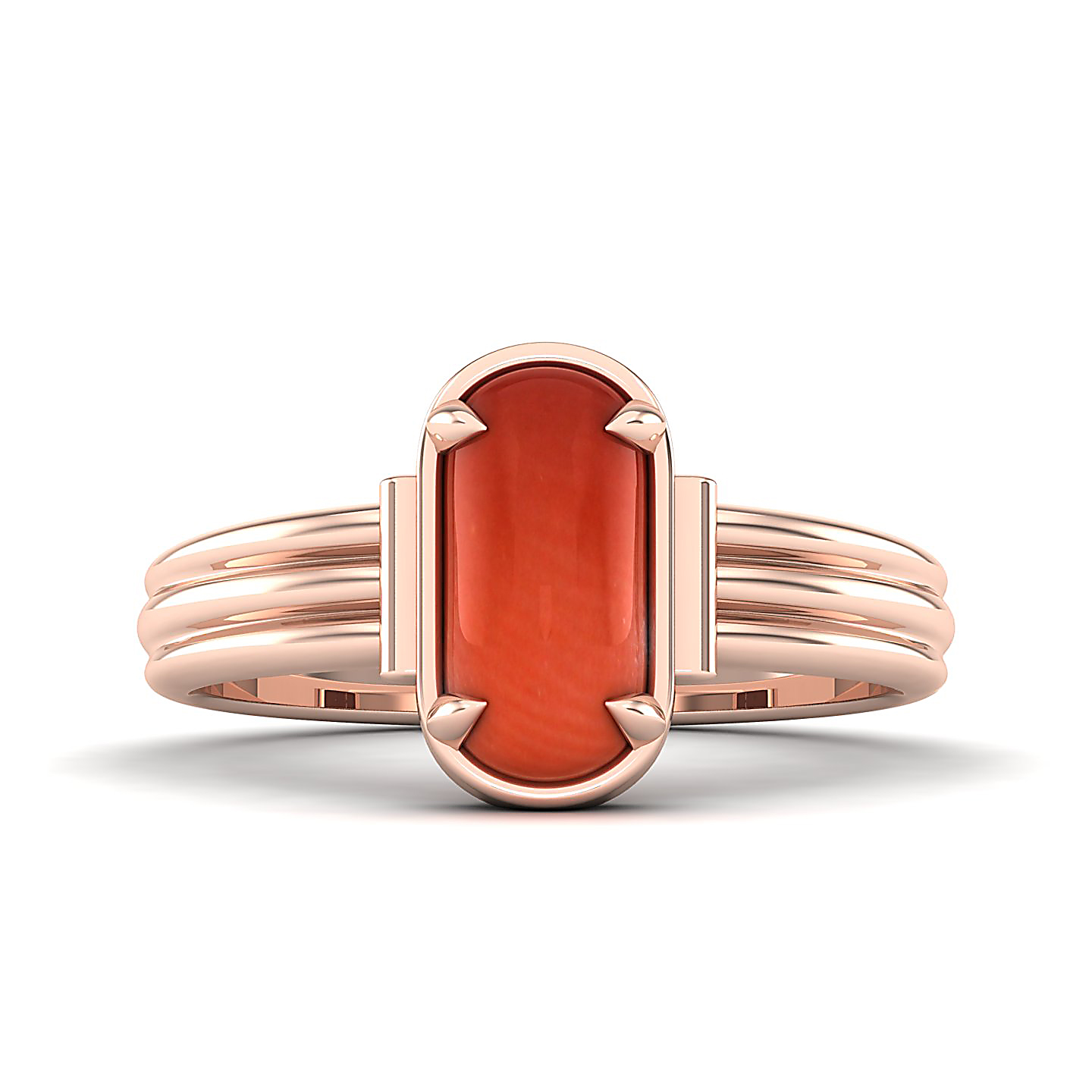 Captivating Prong bezel set Red coral ring
