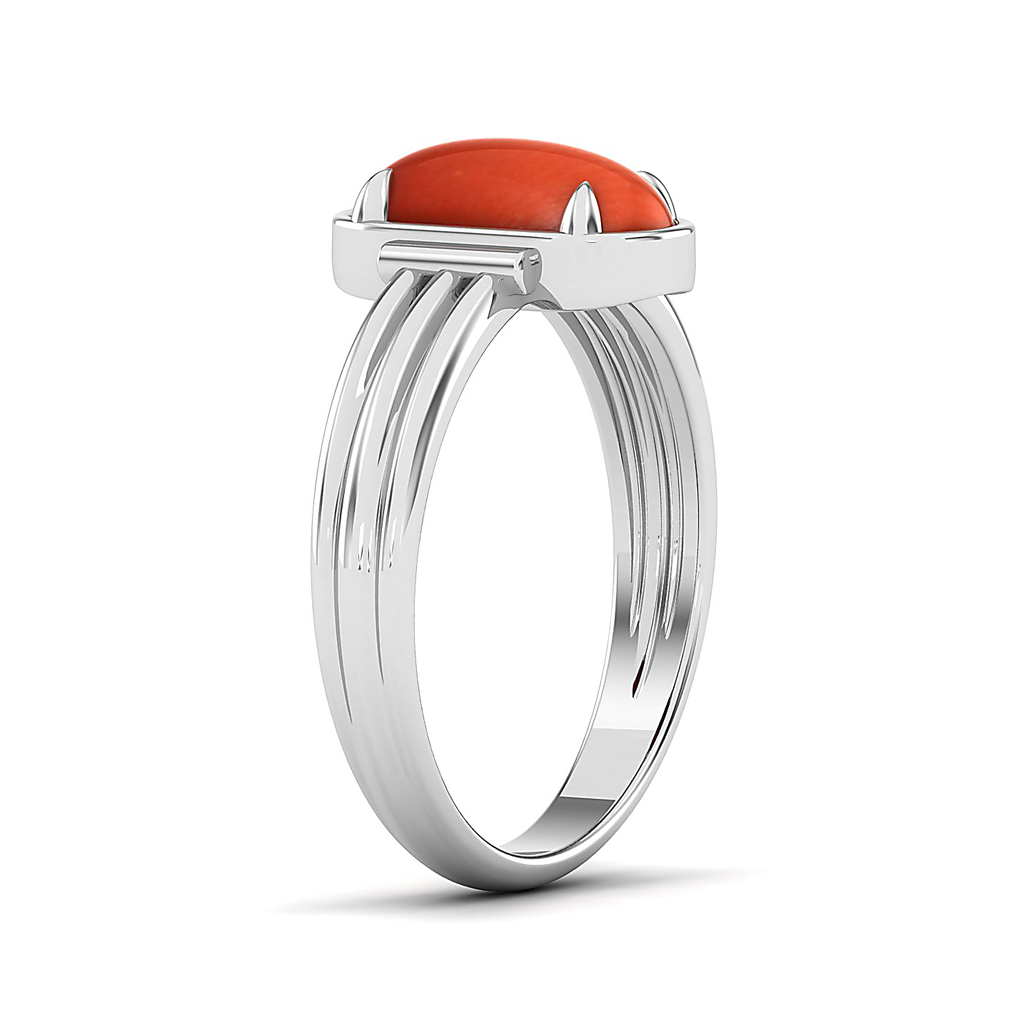 Captivating Prong bezel set Red coral ring