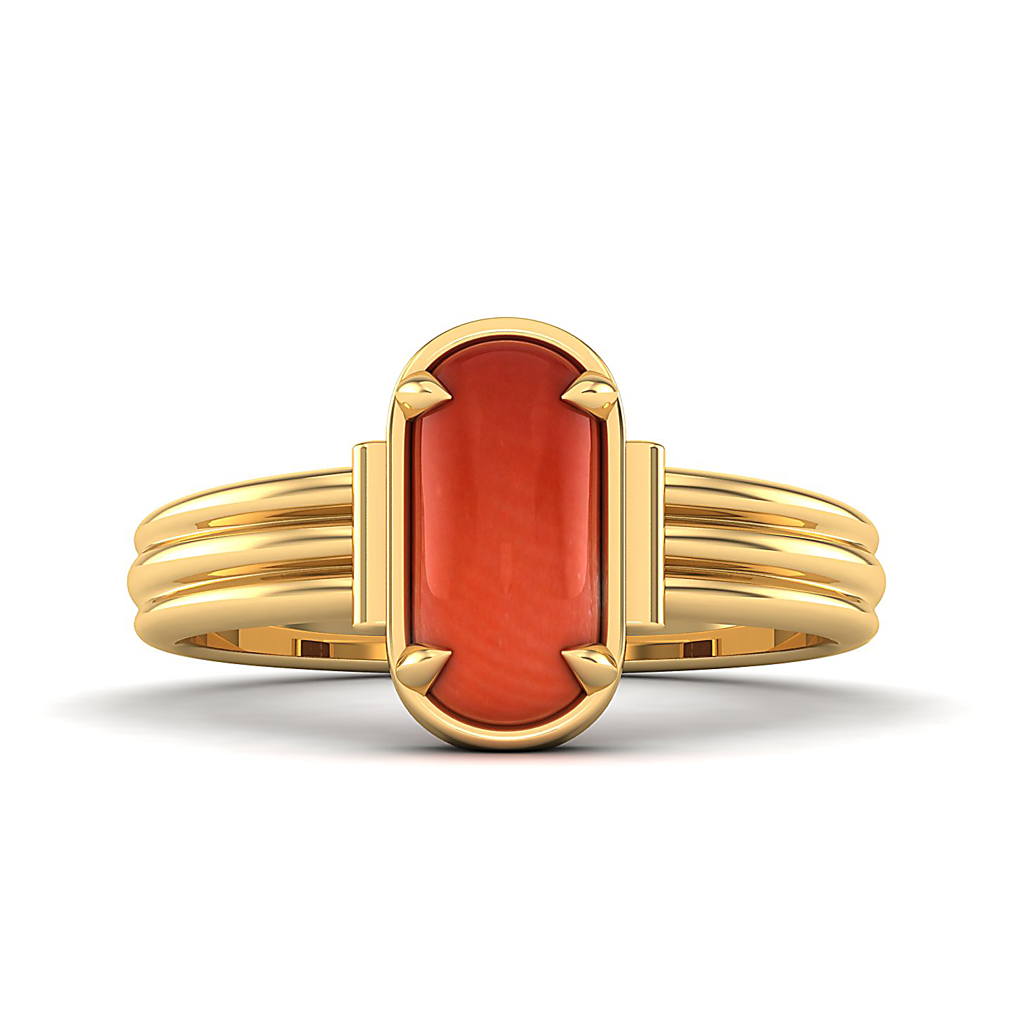 Captivating Prong bezel set Red coral ring