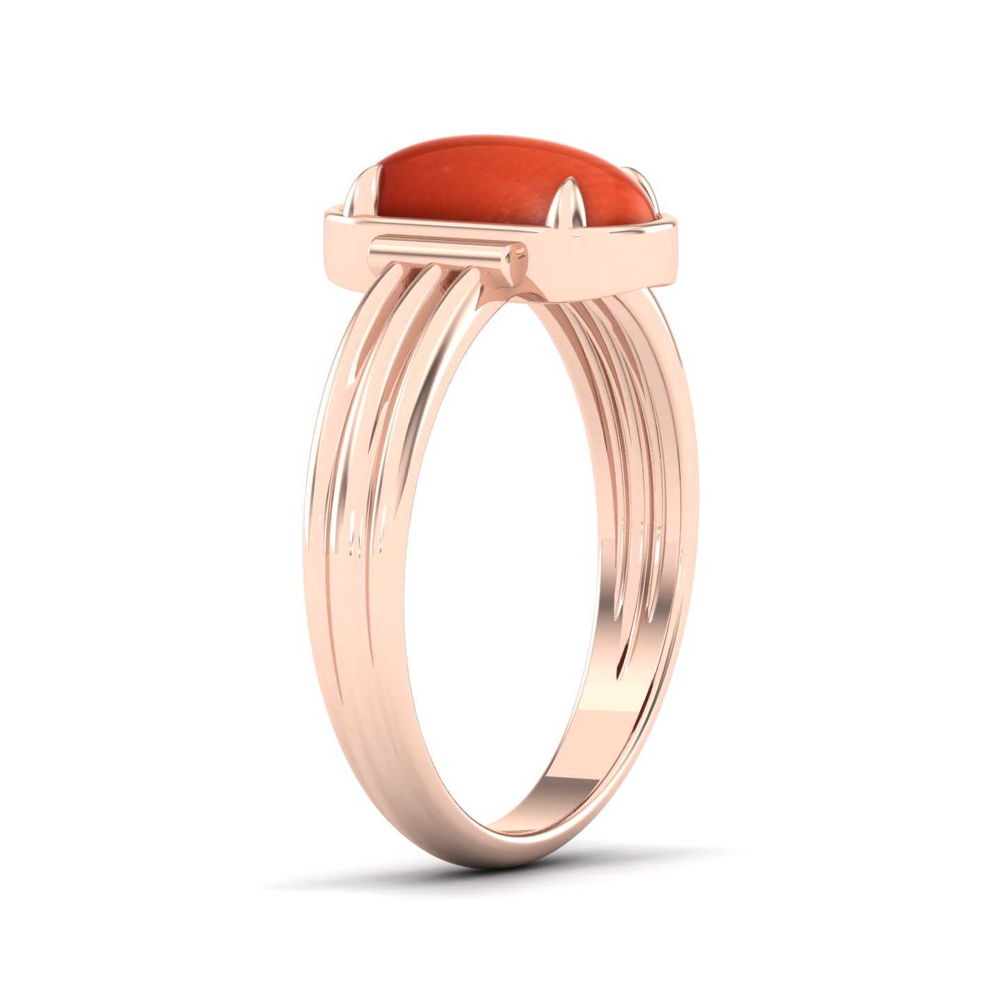 Captivating Prong bezel set Red coral ring