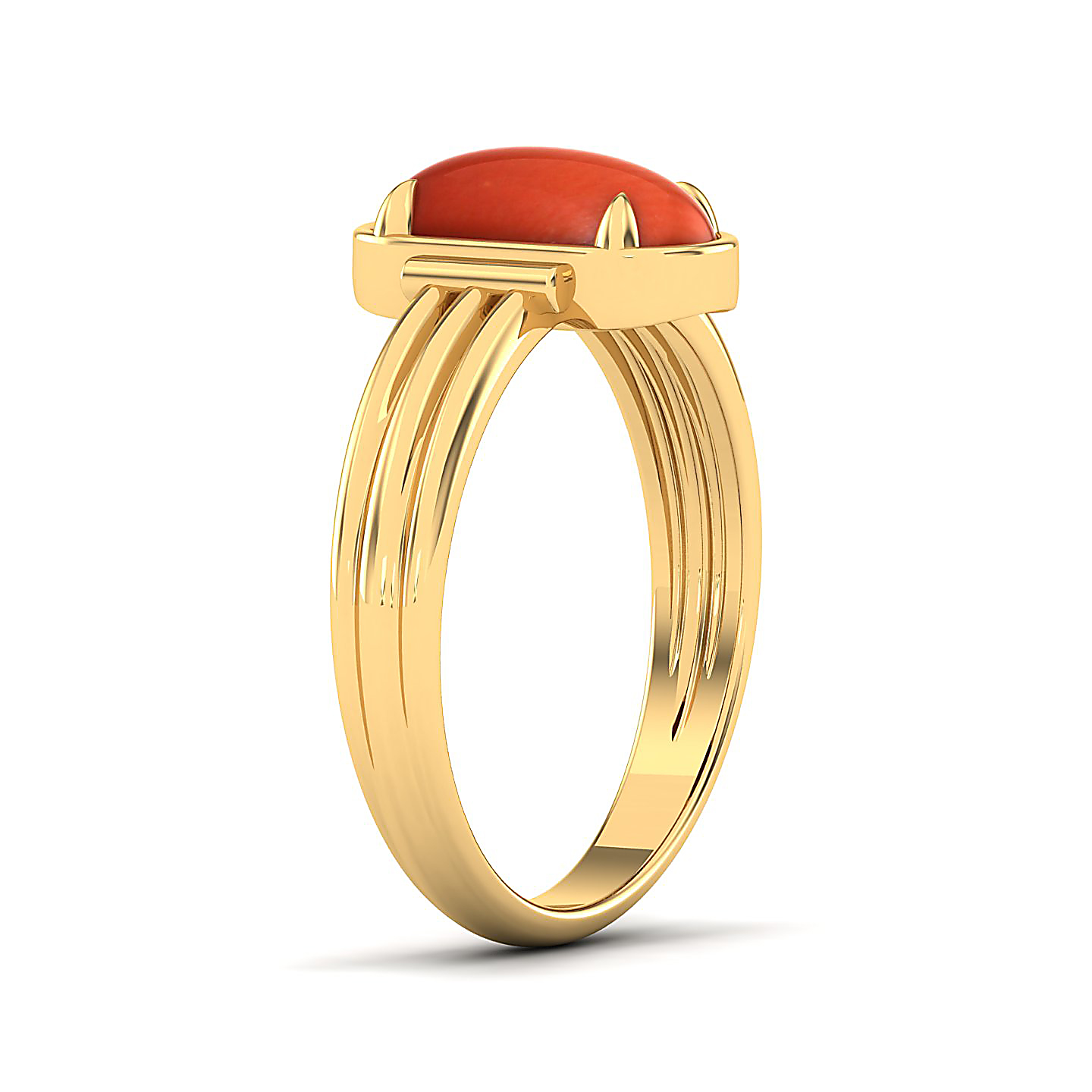 Captivating Prong bezel set Red coral ring