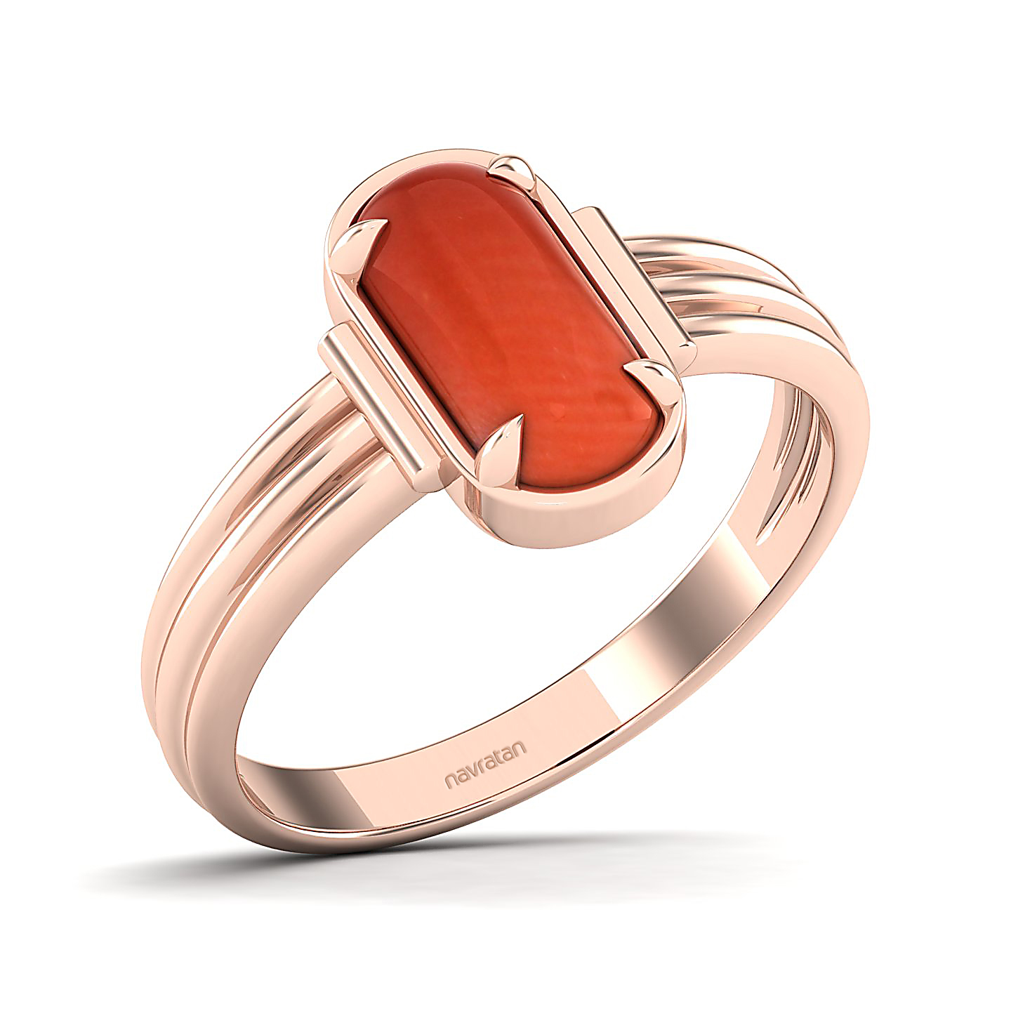 Captivating Prong bezel set Red coral ring