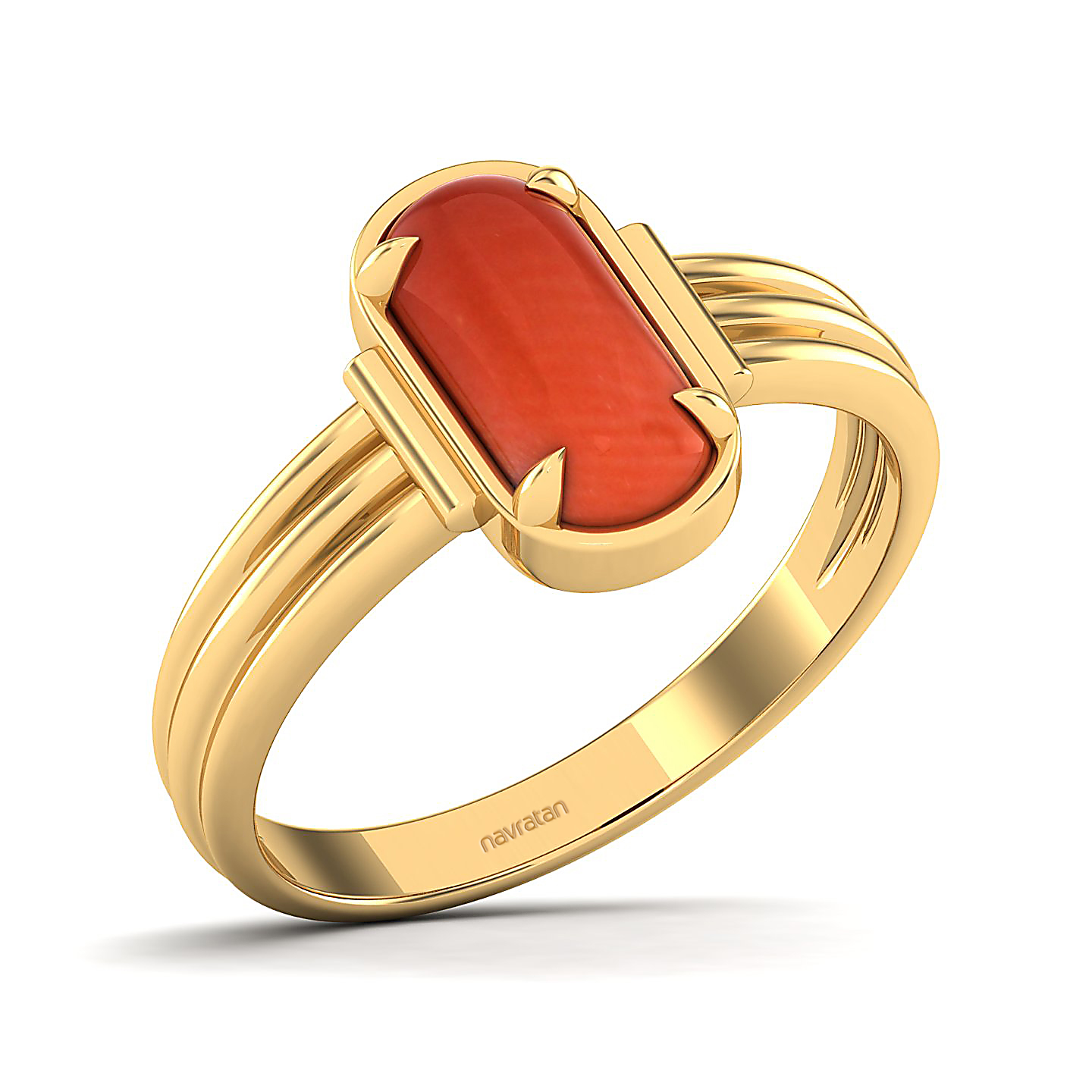 Captivating Prong bezel set Red coral ring