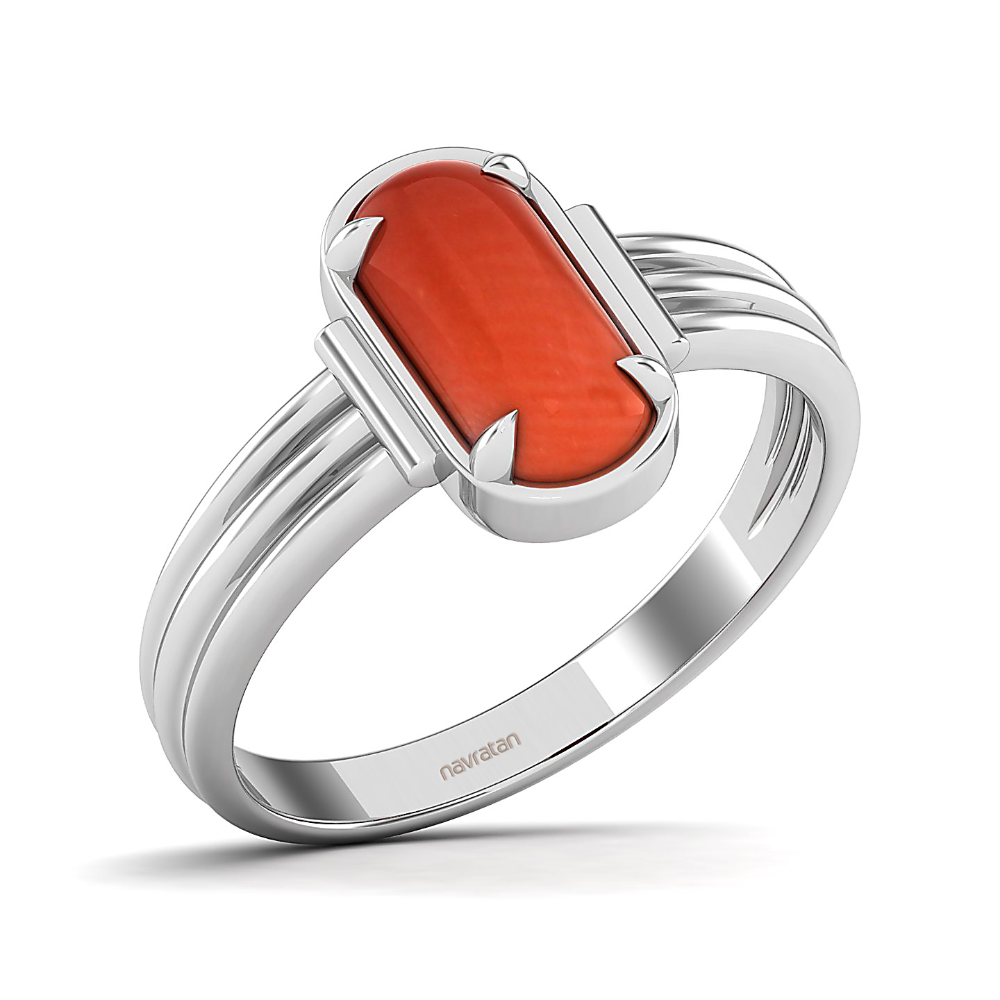 Captivating Prong bezel set Red coral ring