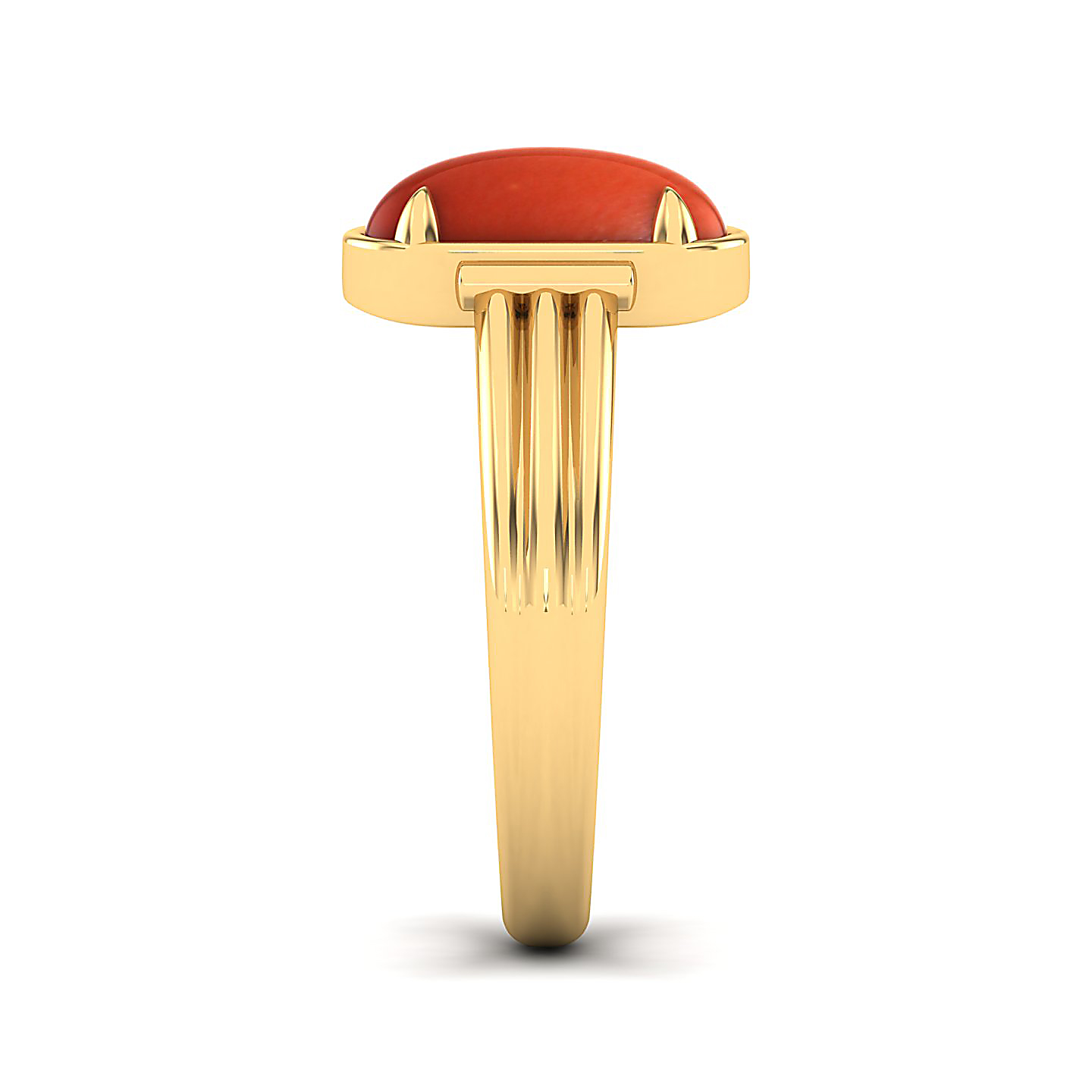 Captivating Prong bezel set Red coral ring