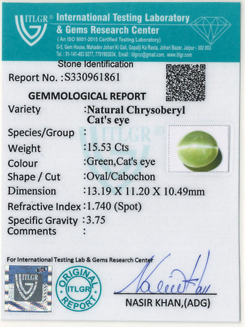 Cat's Eye Chrysoberyl - 15.53 Carat