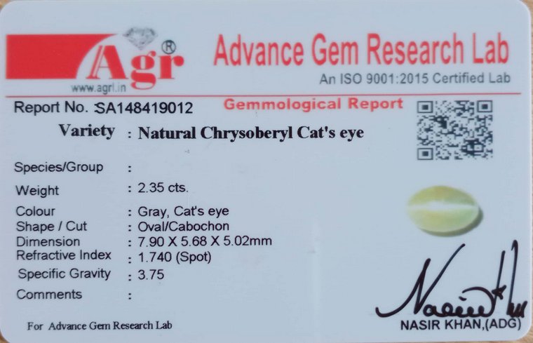 Cat's Eye Chrysoberyl - 2.35 Carat