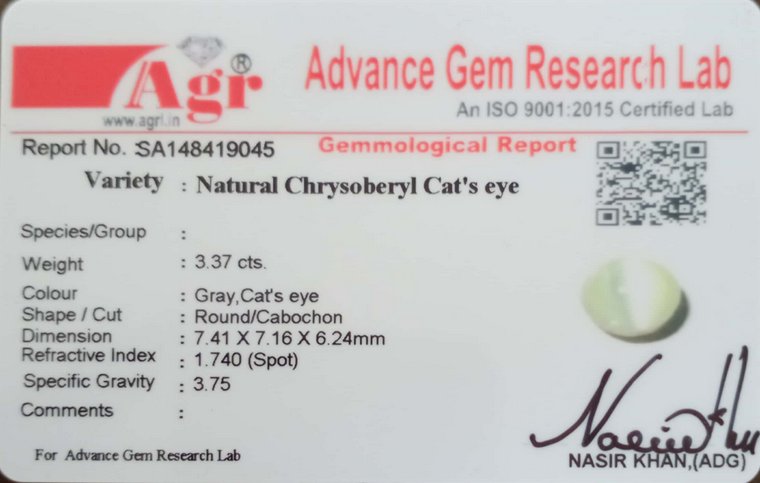 Cat's Eye Chrysoberyl - 3.37 Carat