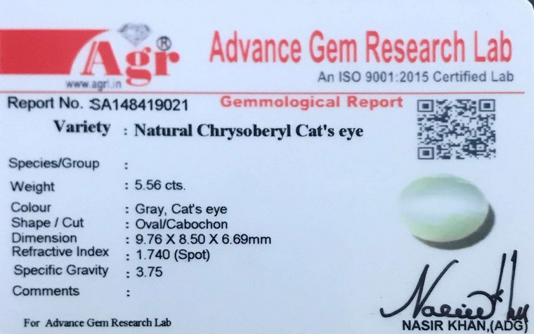 Cat's Eye Chrysoberyl - 5.56 Carat