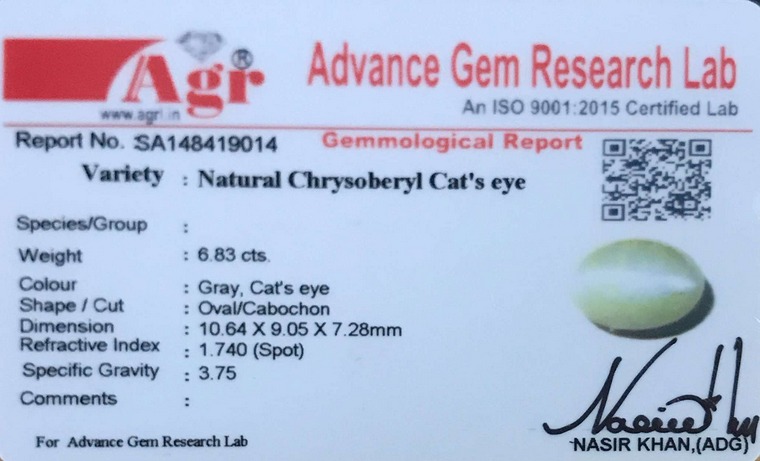 Cat's Eye Chrysoberyl - 6.83 Carat