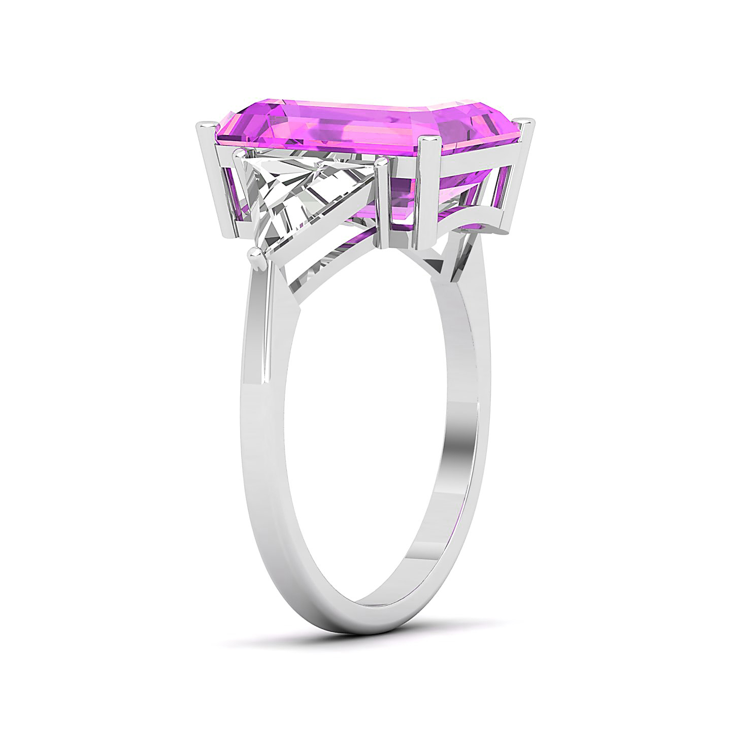 Classic Three Stone Pink Sapphire Ring