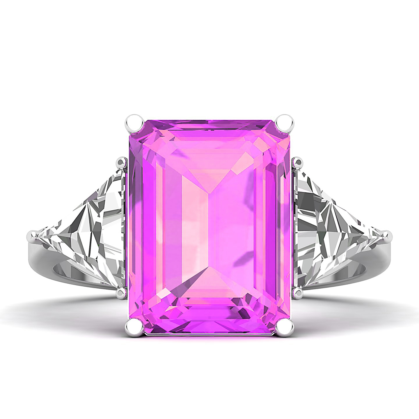 Classic Three Stone Pink Sapphire Ring