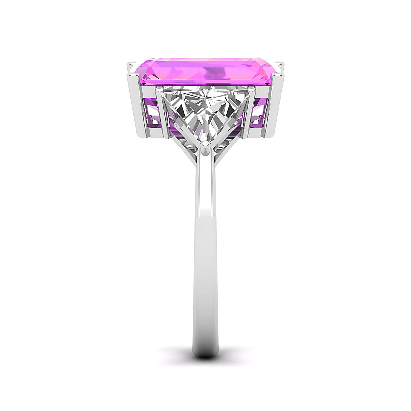 Classic Three Stone Pink Sapphire Ring