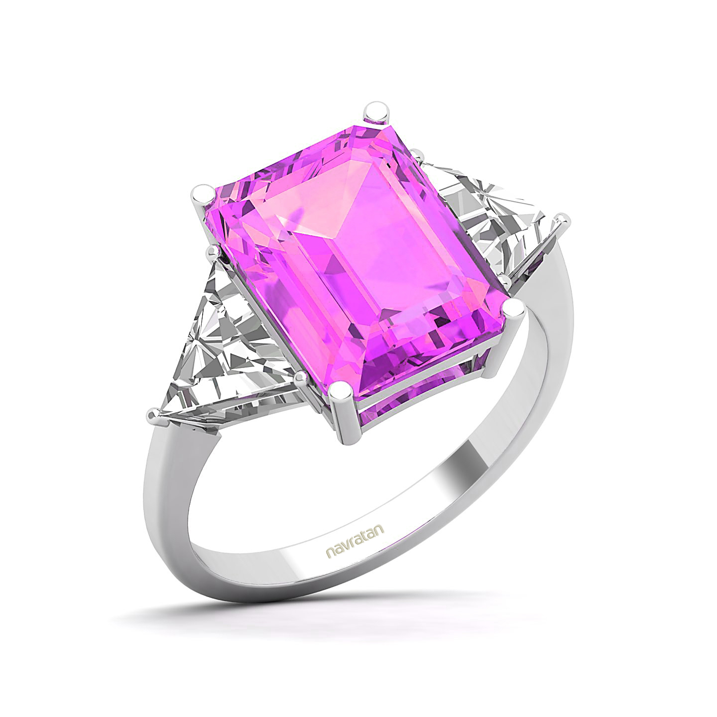 Classic Three Stone Pink Sapphire Ring