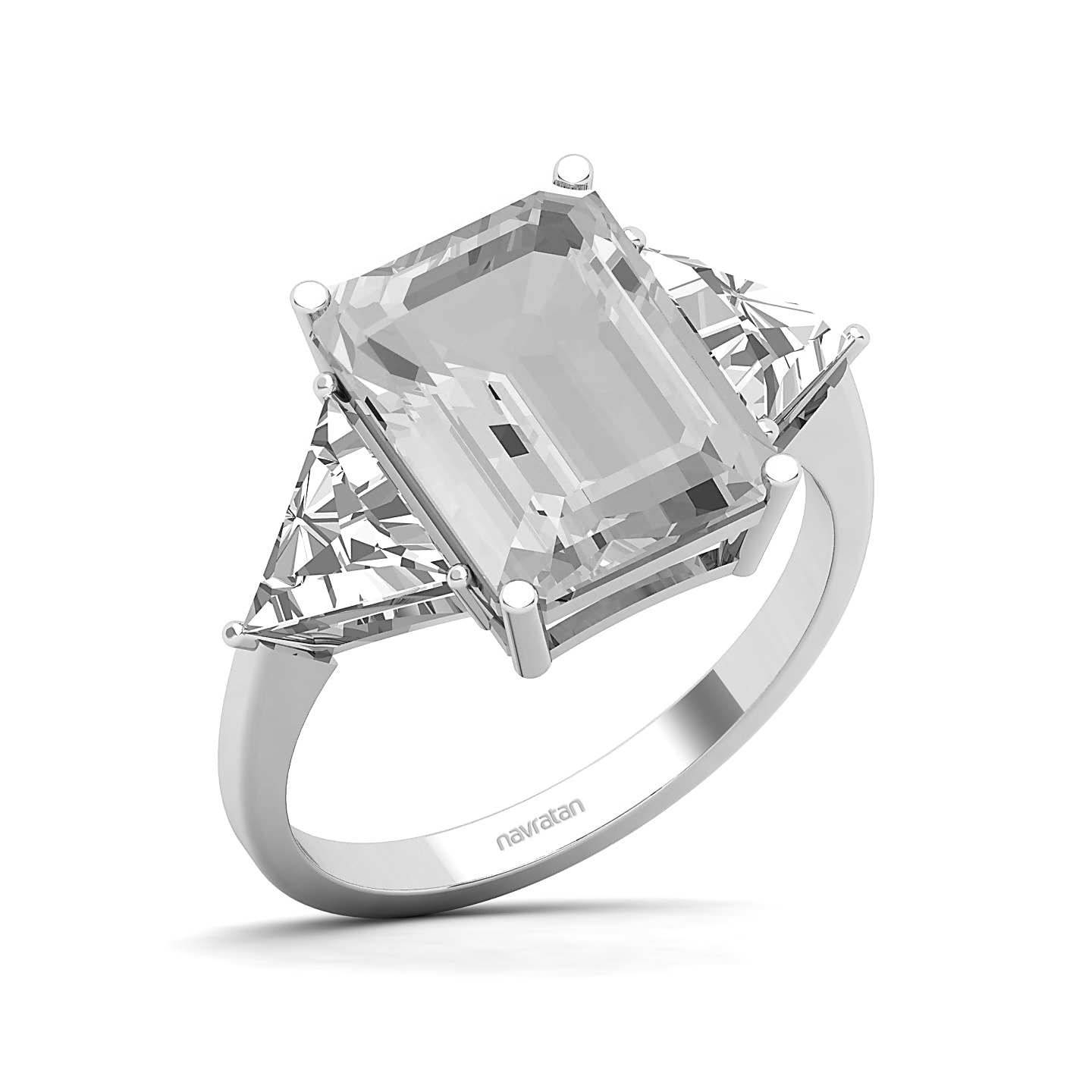 Classic Three Stone White Sapphire Ring