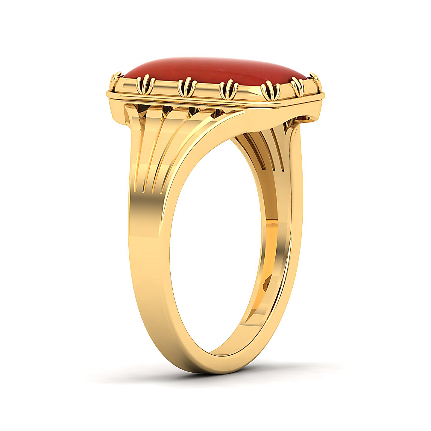 Contemporary Classy Red Coral Ring