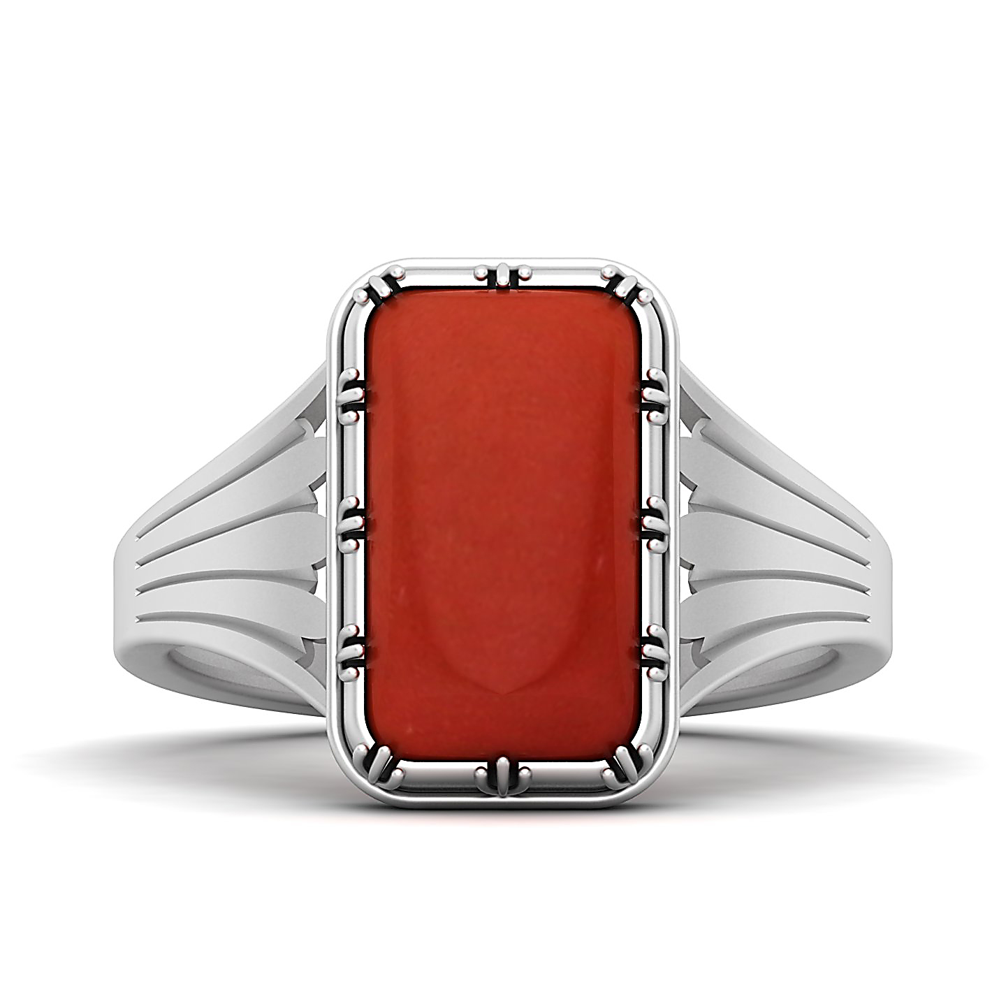 Contemporary Classy Red Coral Ring