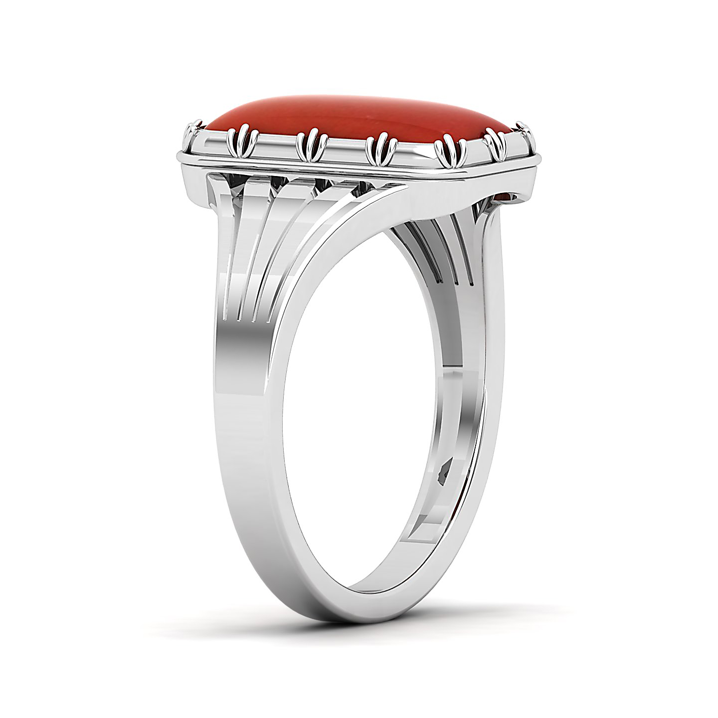 Contemporary Classy Red Coral Ring