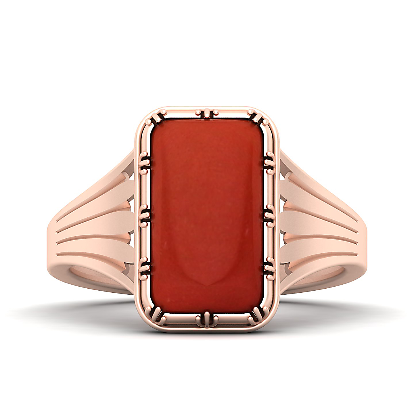 Contemporary Classy Red Coral Ring