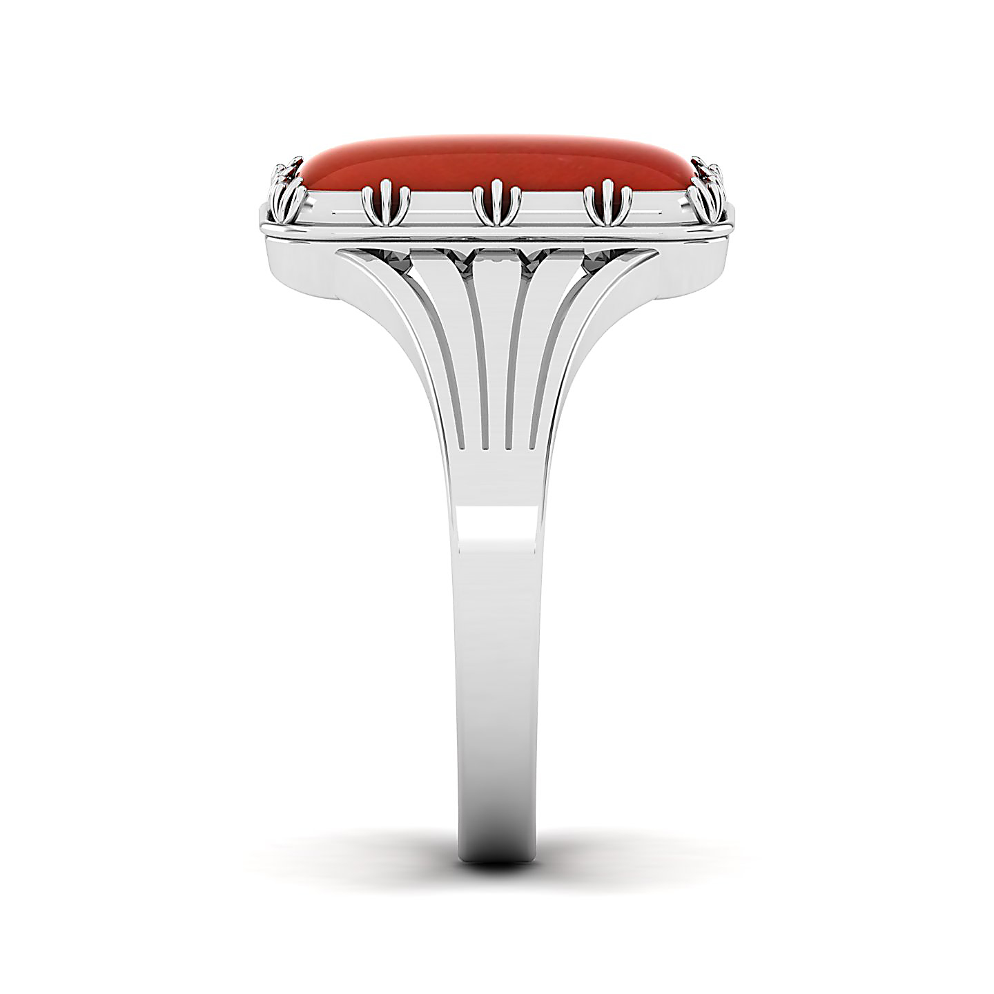 Contemporary Classy Red Coral Ring