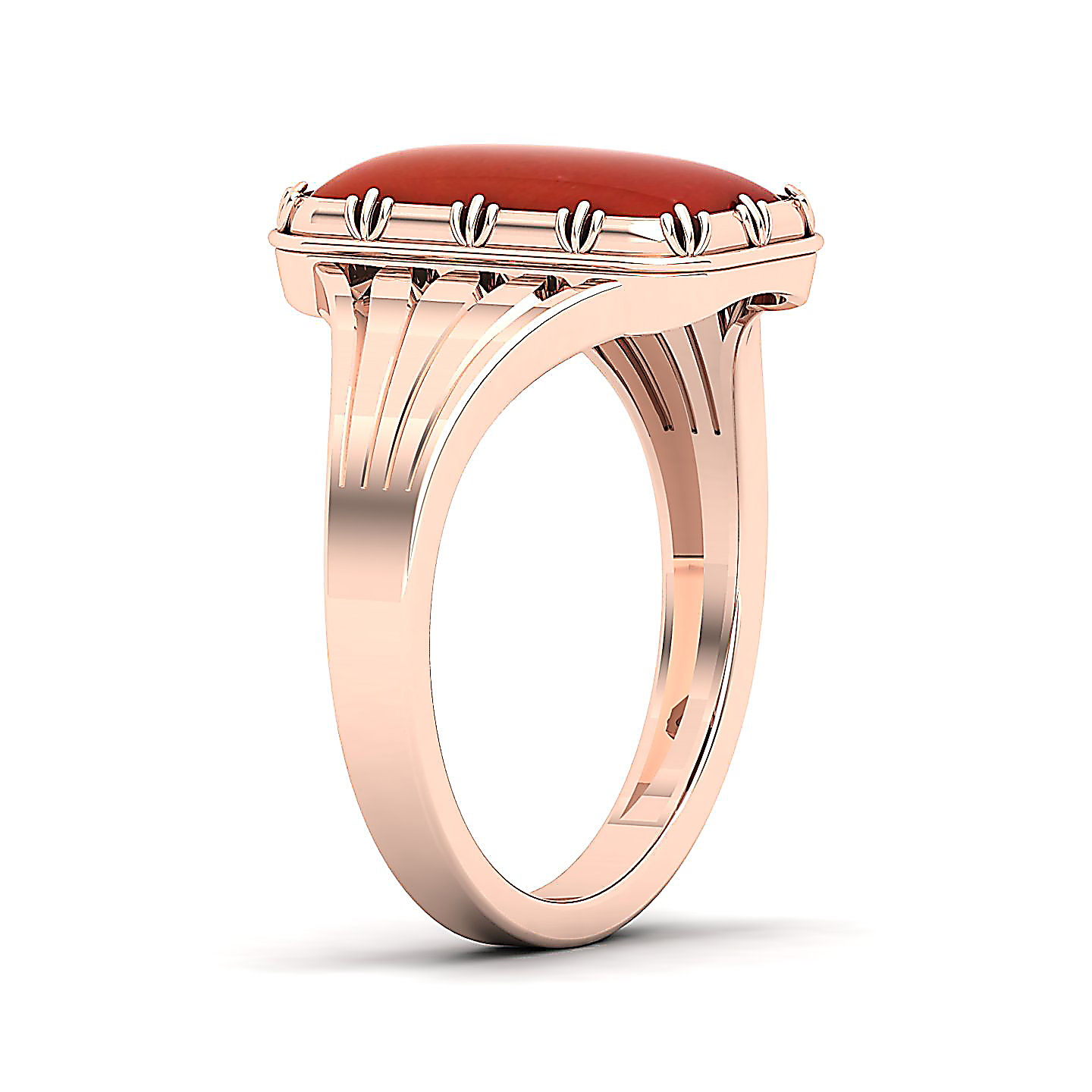 Contemporary Classy Red Coral Ring