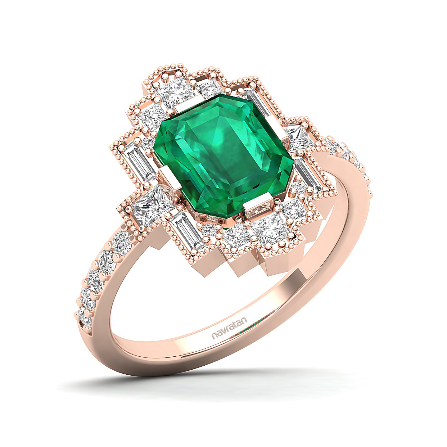 Cultured Art deco Emerald Ring