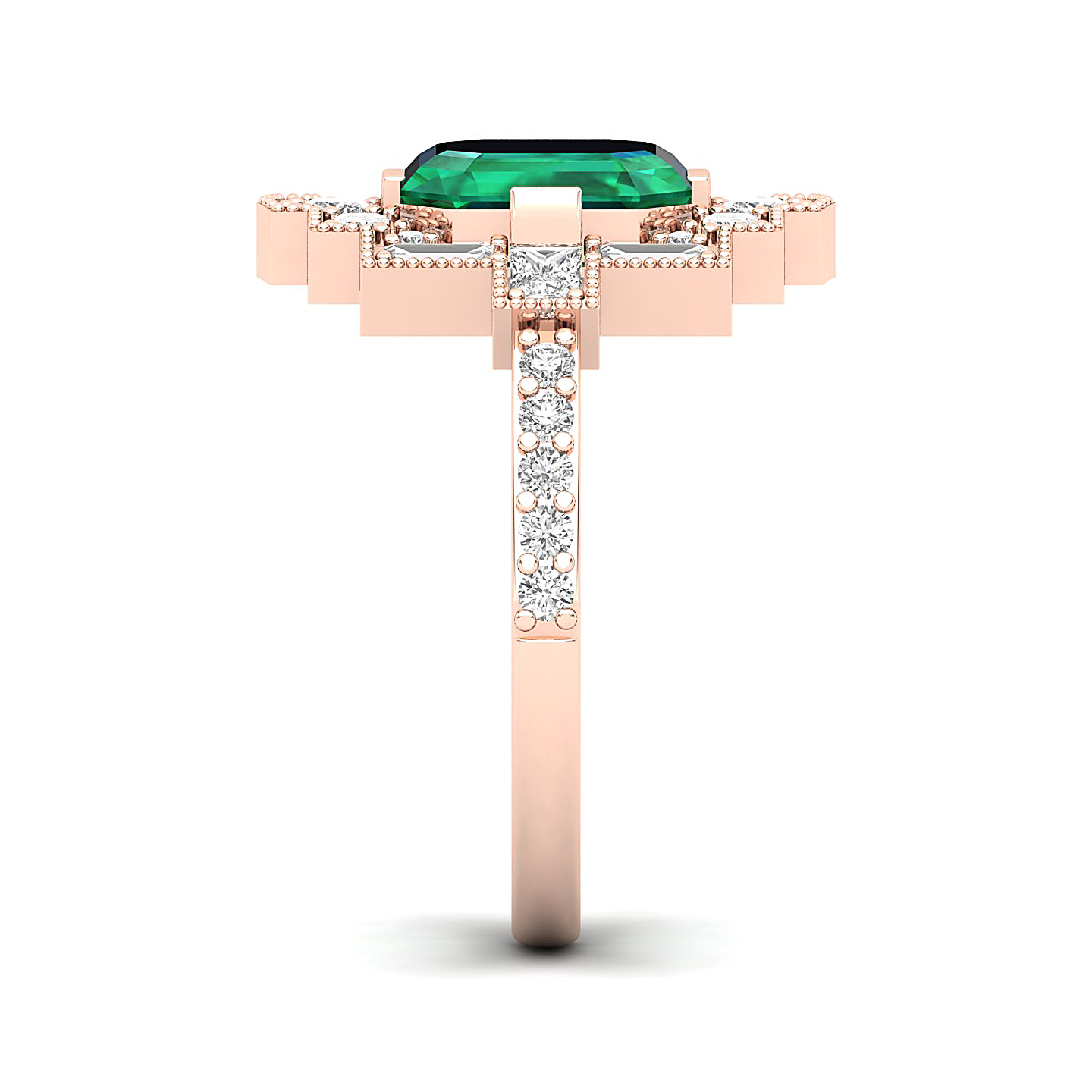 Cultured Art deco Emerald Ring