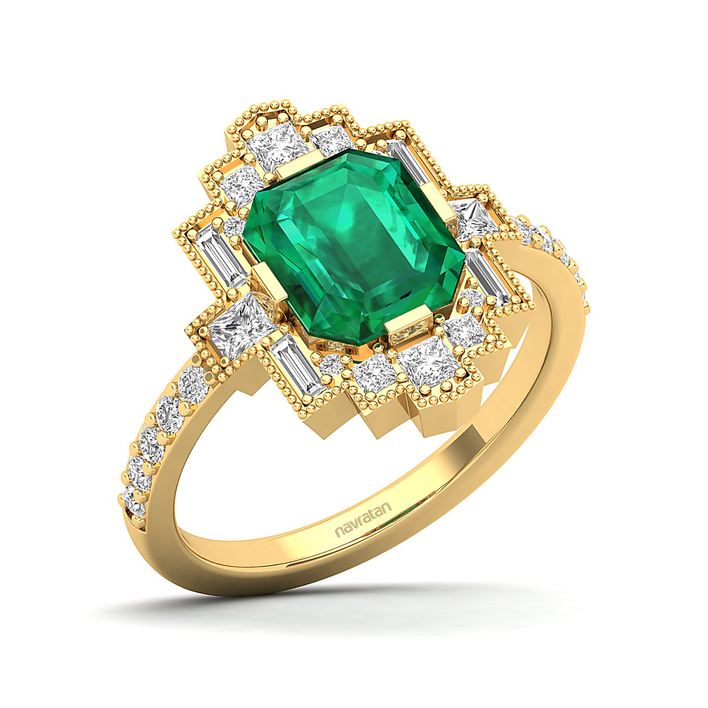 Cultured Art deco Emerald Ring