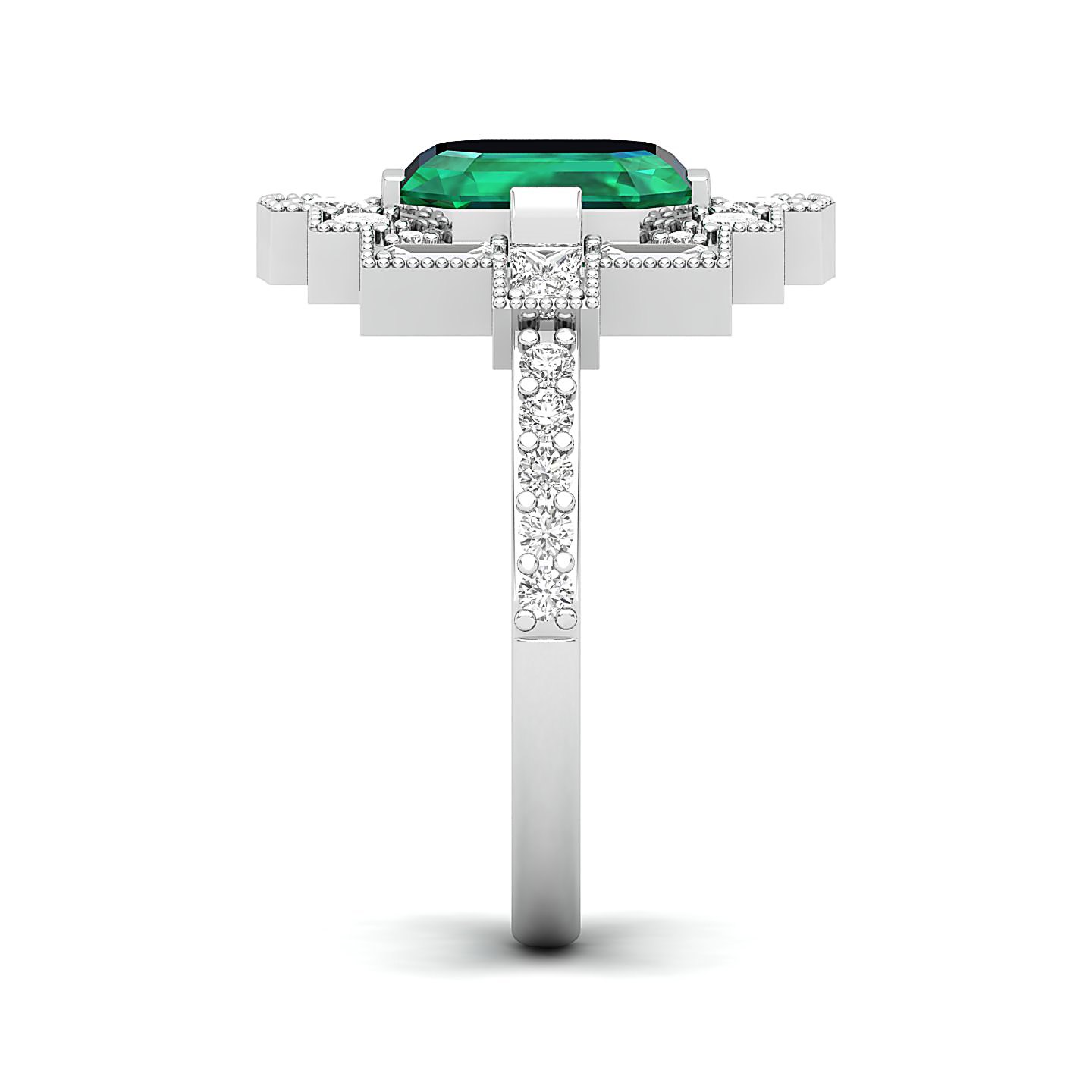 Cultured Art deco Emerald Ring