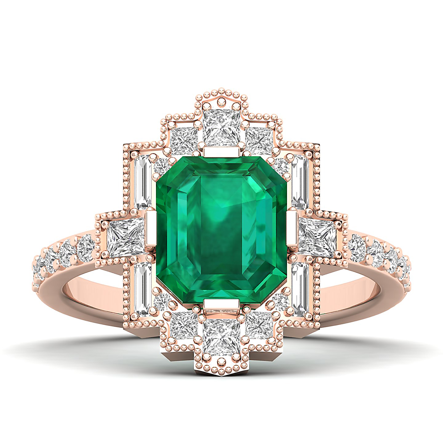 Cultured Art deco Emerald Ring