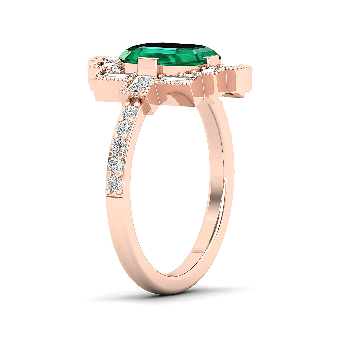 Cultured Art deco Emerald Ring