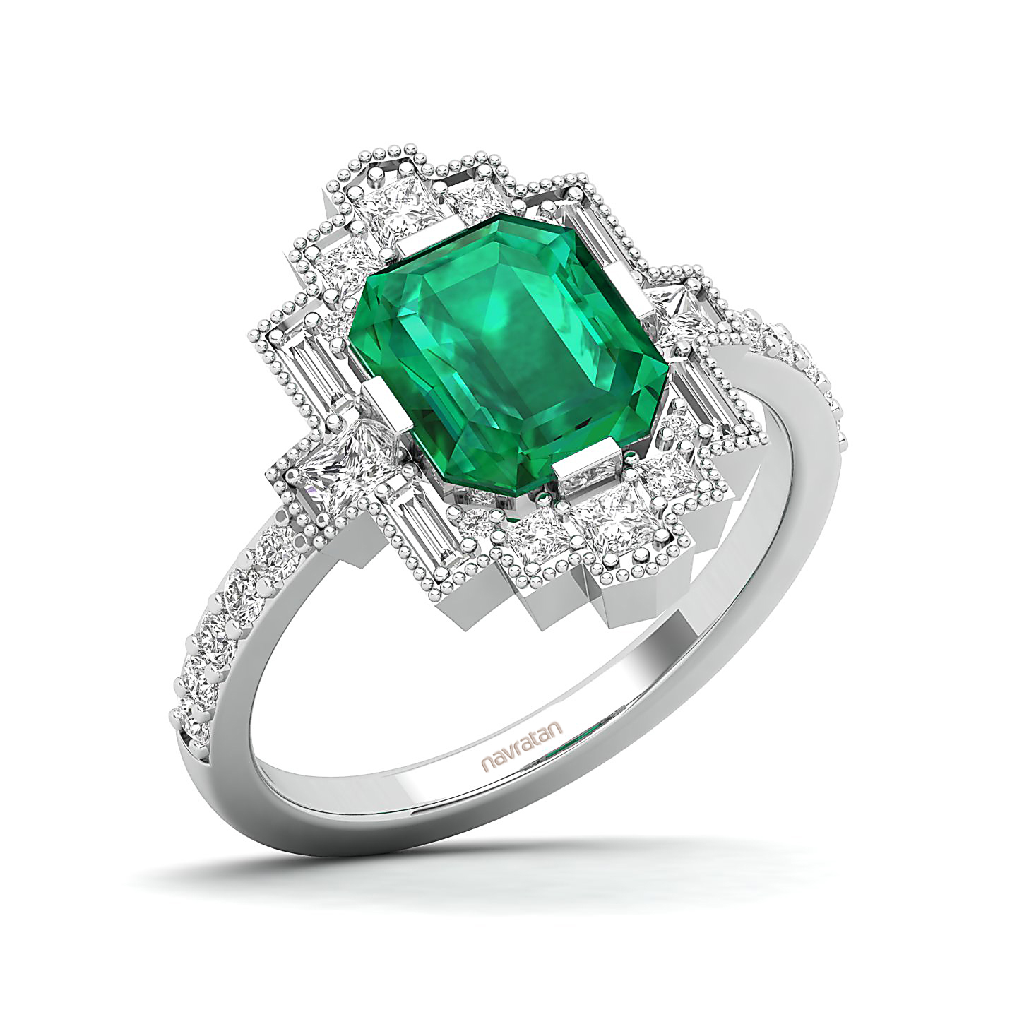Cultured Art deco Emerald Ring