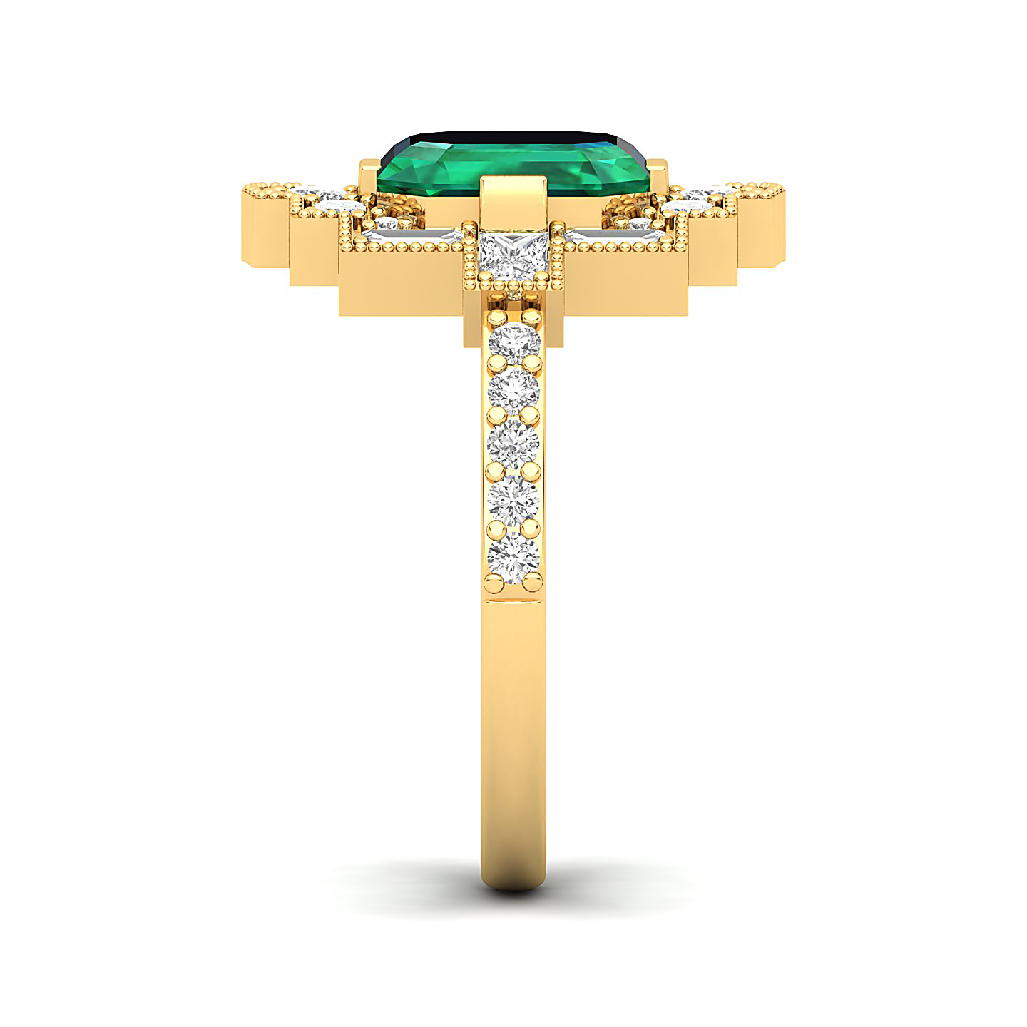 Cultured Art deco Emerald Ring
