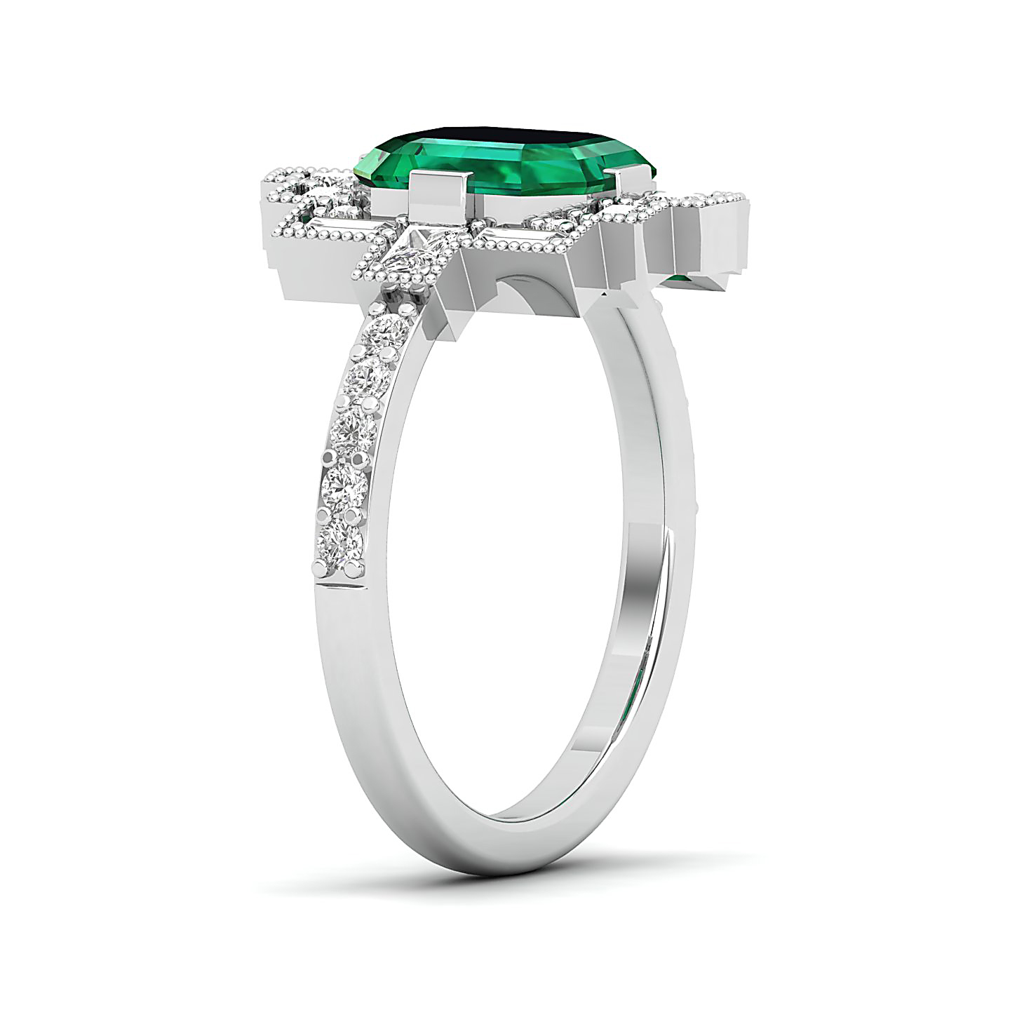 Cultured Art deco Emerald Ring