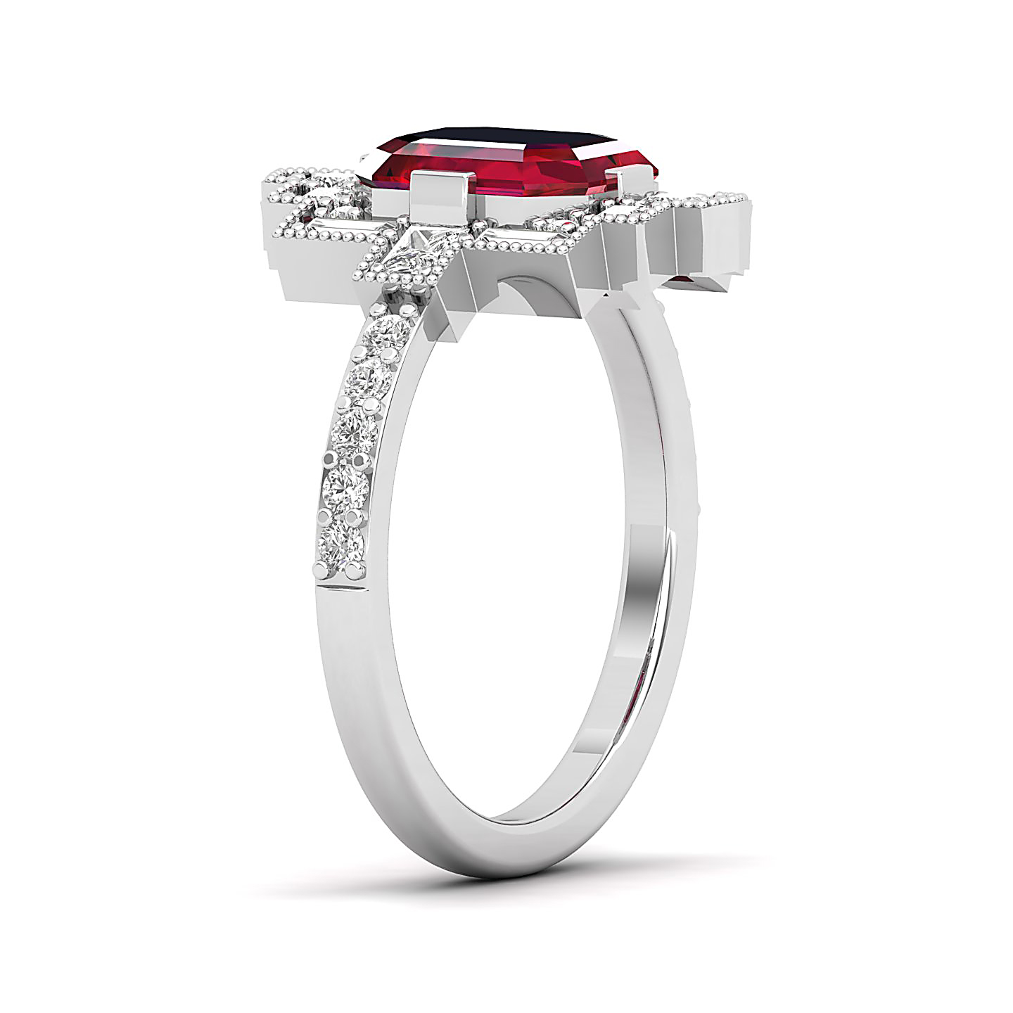 Cultured Art deco Ruby Ring