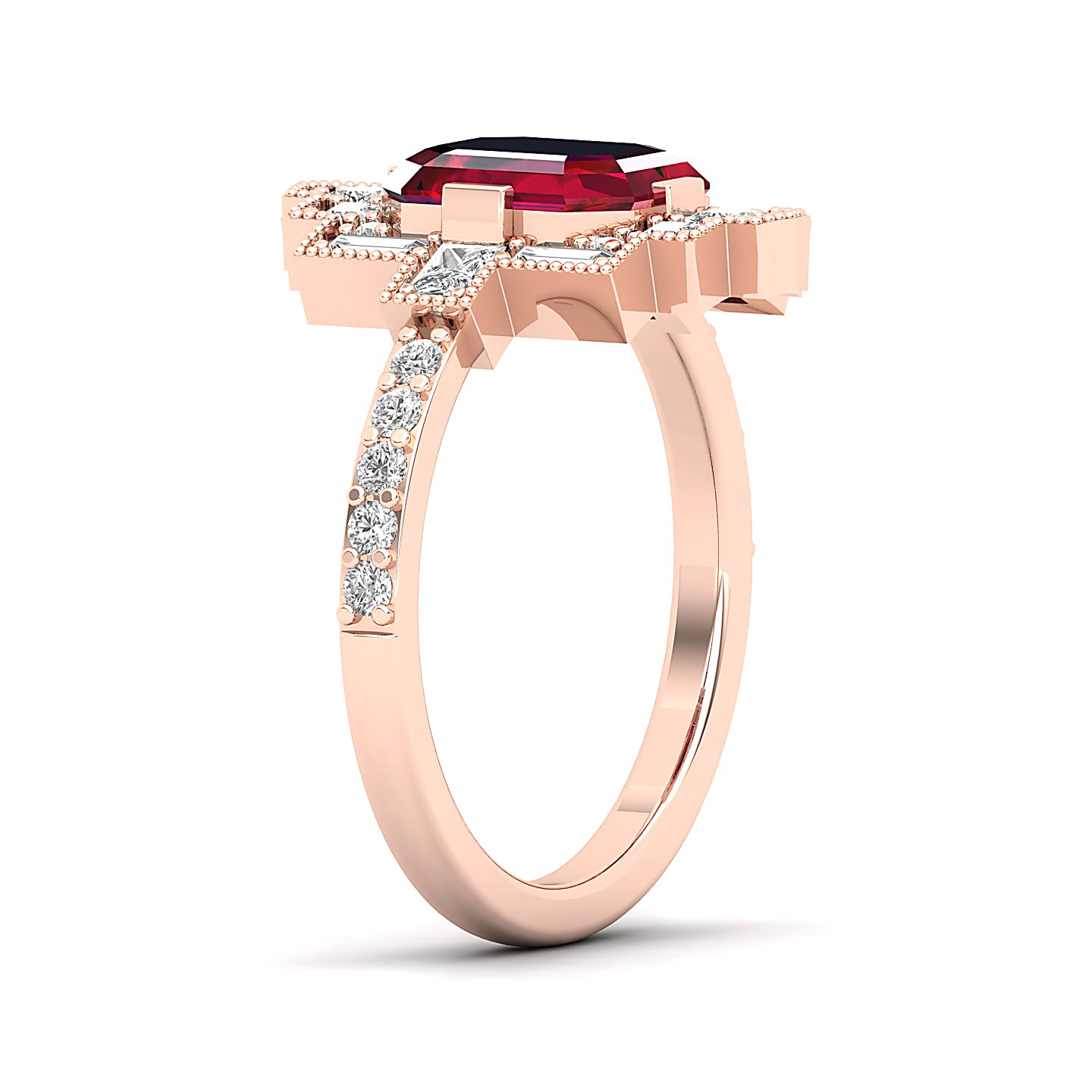 Cultured Art deco Ruby Ring