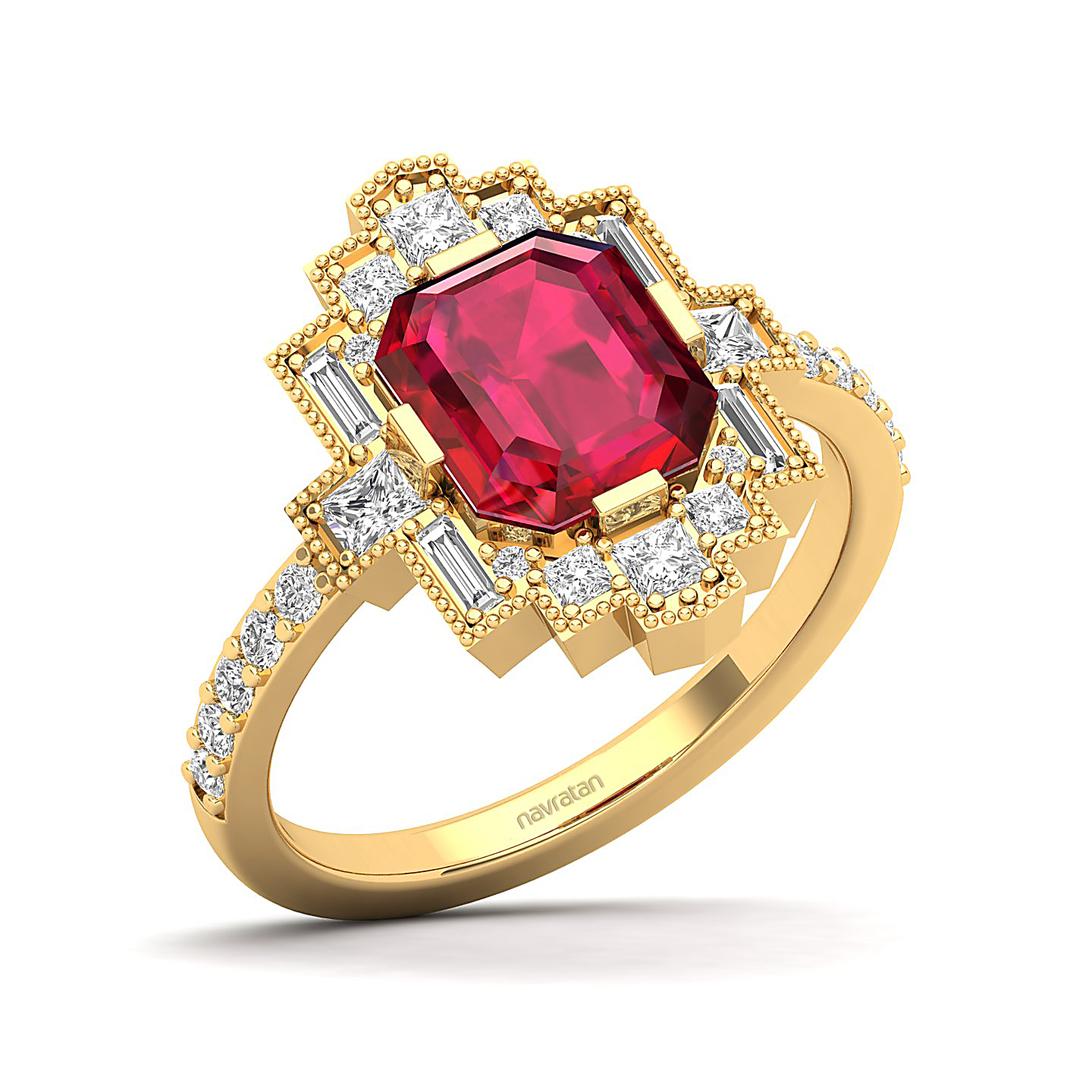 Cultured Art deco Ruby Ring