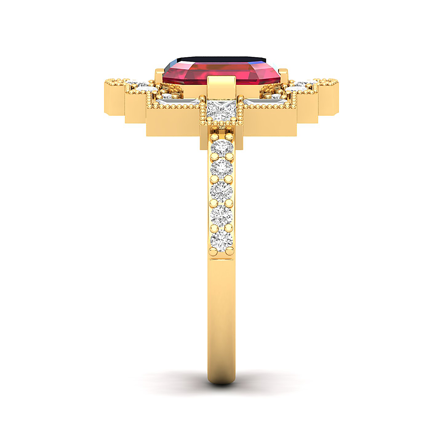 Cultured Art deco Ruby Ring