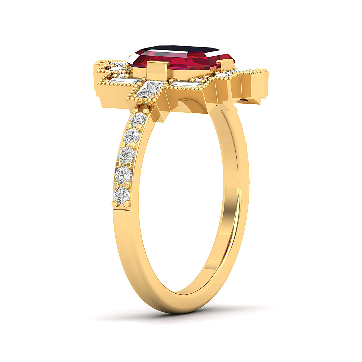 Cultured Art deco Ruby Ring