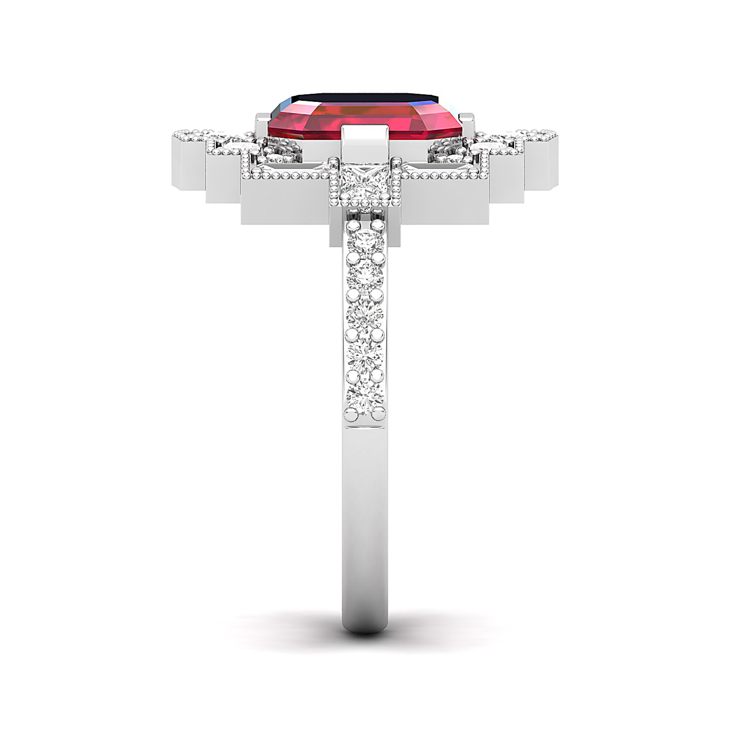 Cultured Art deco Ruby Ring