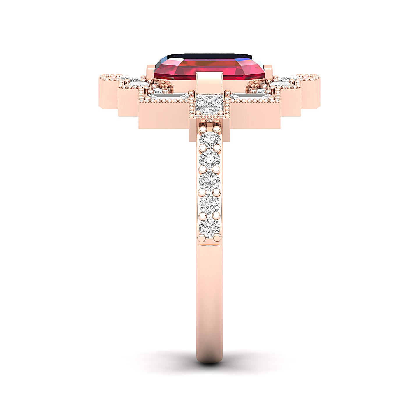 Cultured Art deco Ruby Ring