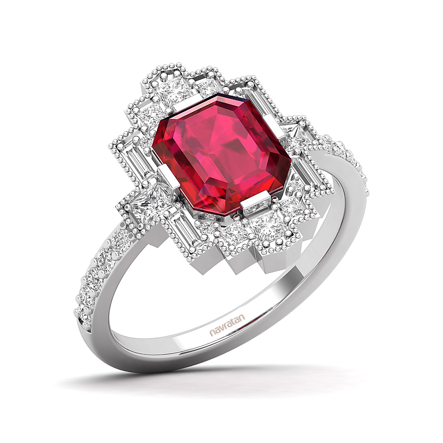 Cultured Art deco Ruby Ring