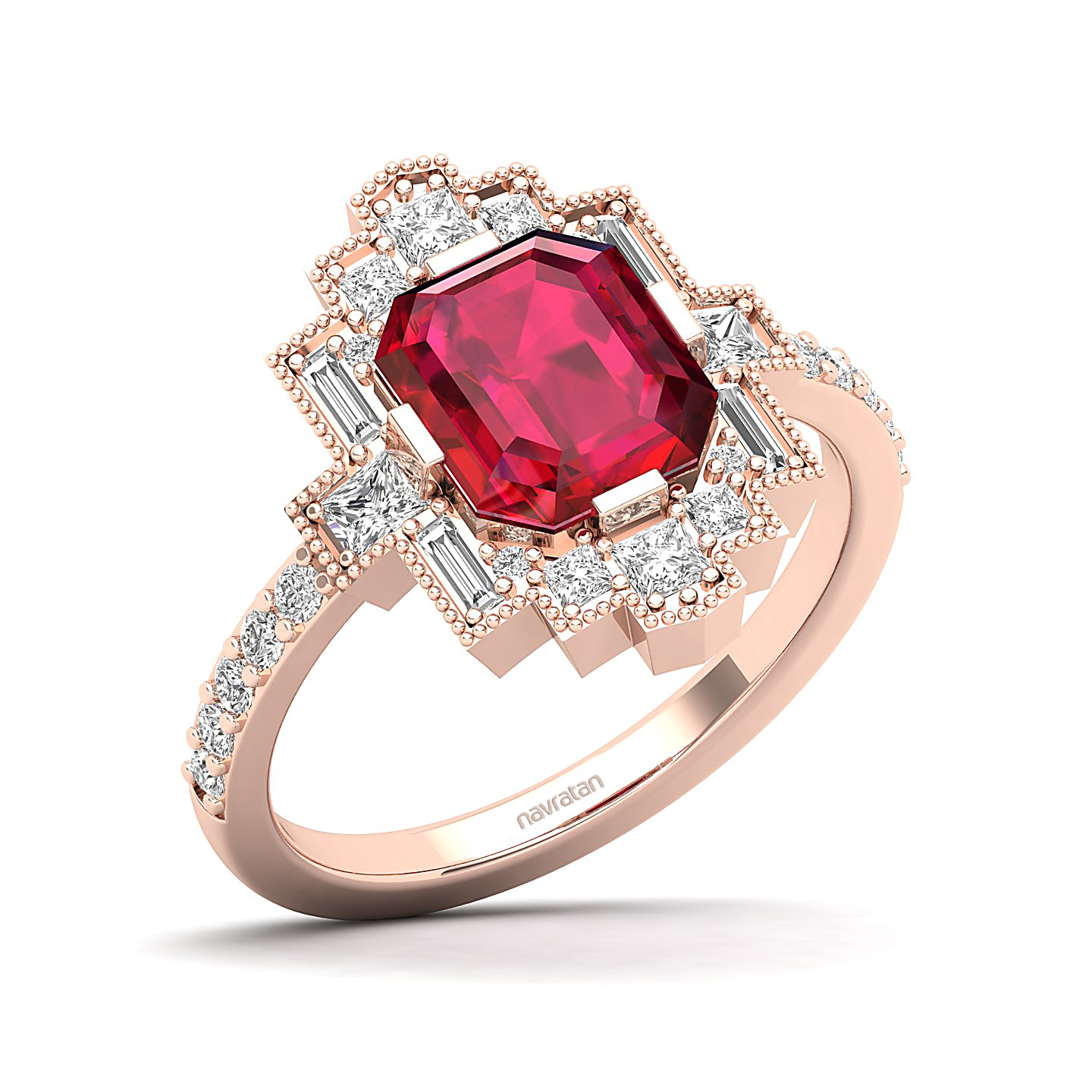 Cultured Art deco Ruby Ring
