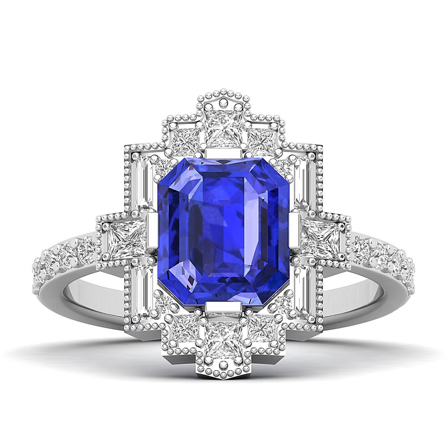 Cultured Art deco Tanzanite ring