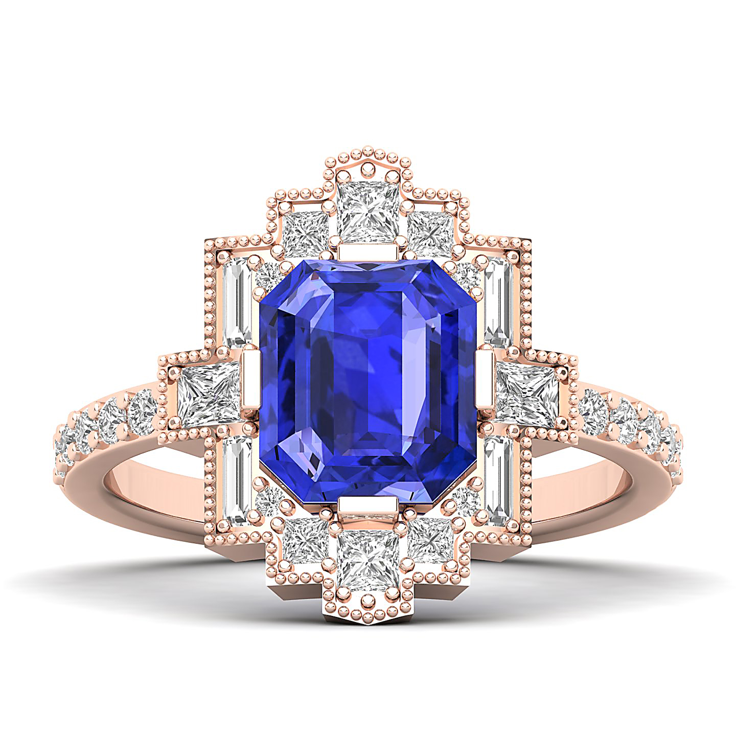 Cultured Art deco Tanzanite ring