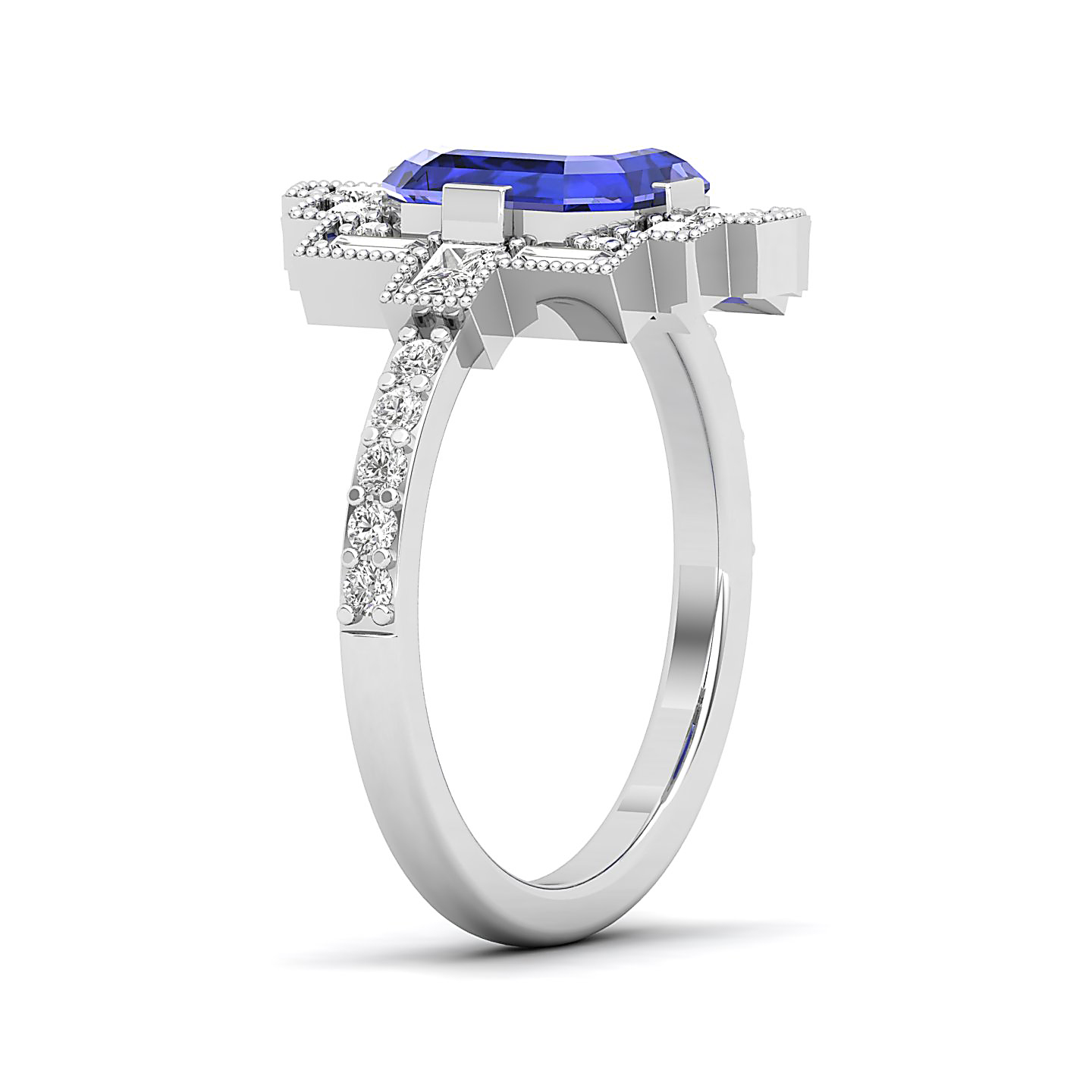 Cultured Art deco Tanzanite ring