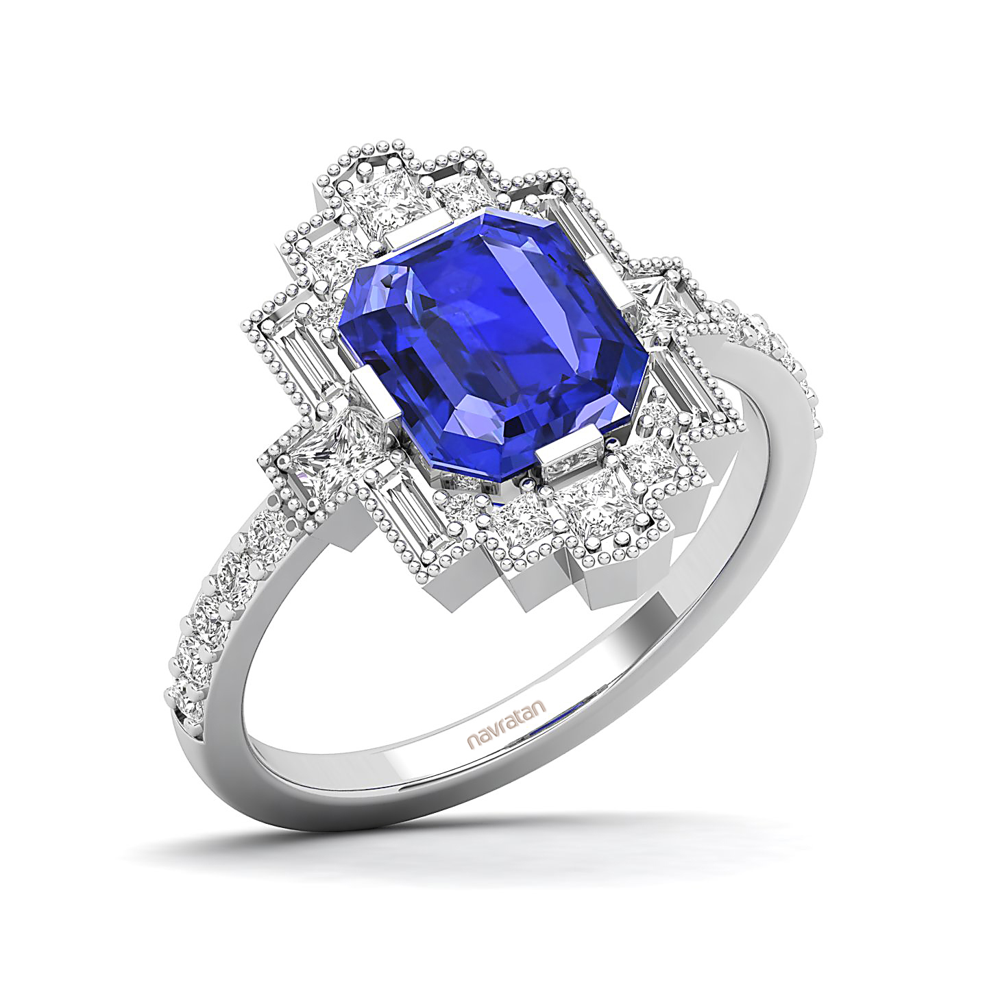 Cultured Art deco Tanzanite ring