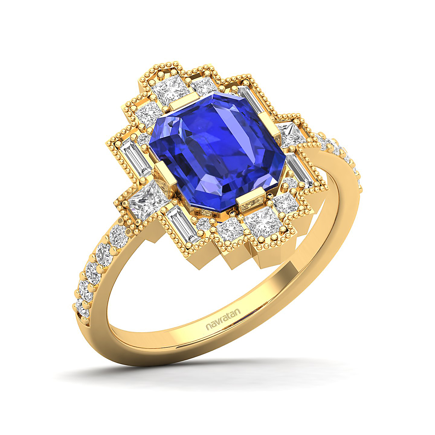 Cultured Art deco Tanzanite ring