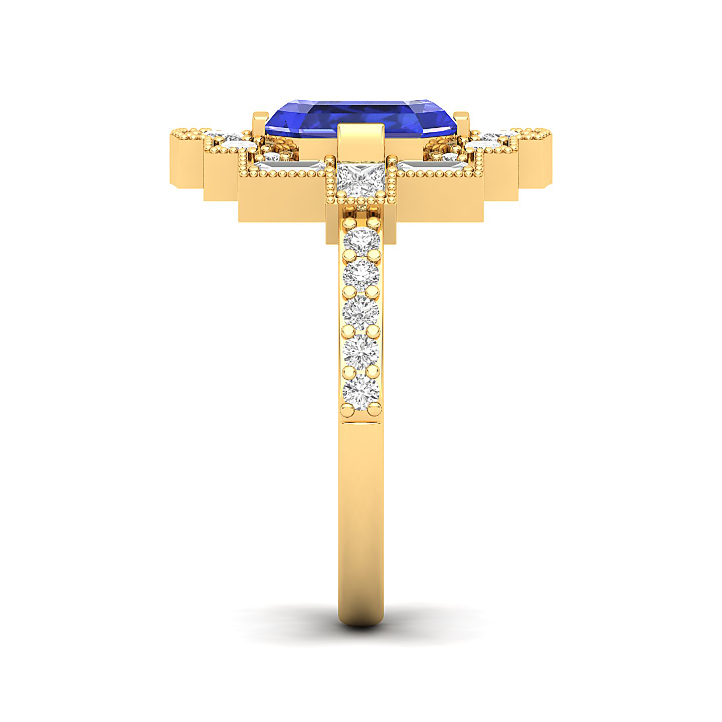 Cultured Art deco Tanzanite ring