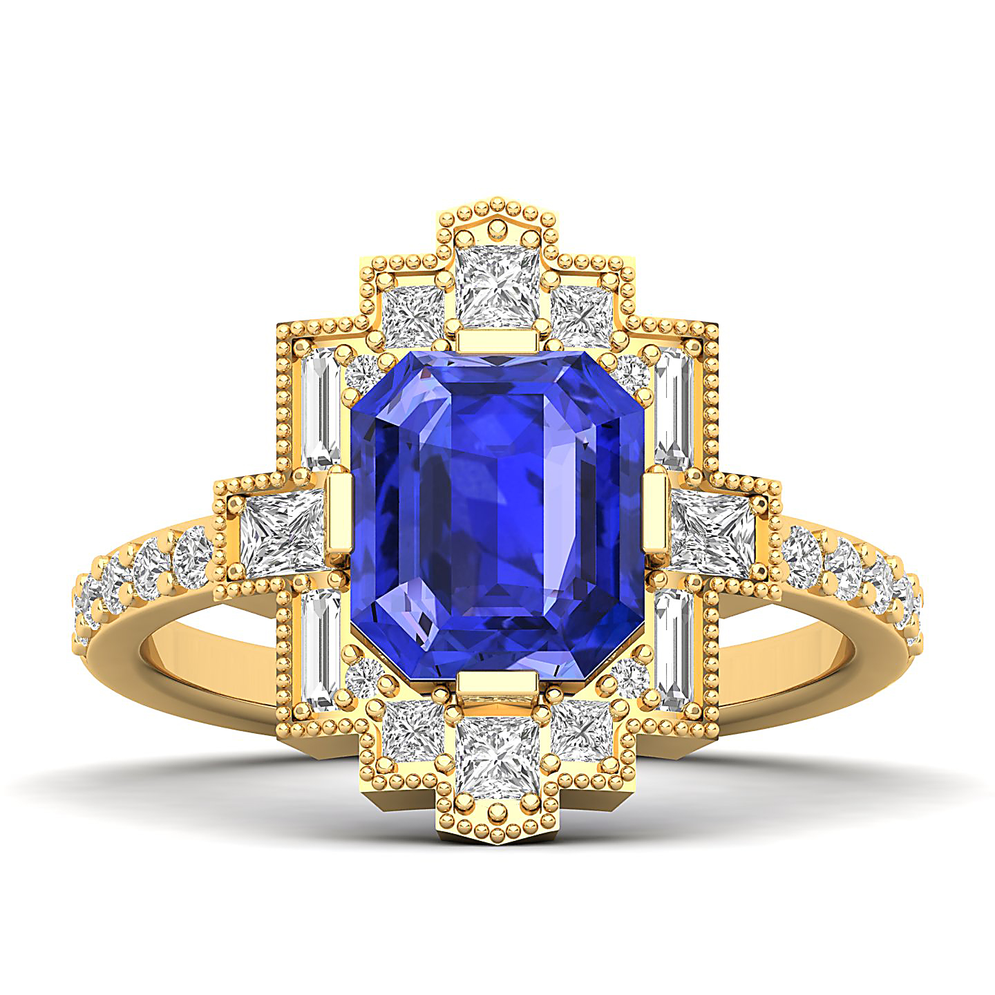 Cultured Art deco Tanzanite ring